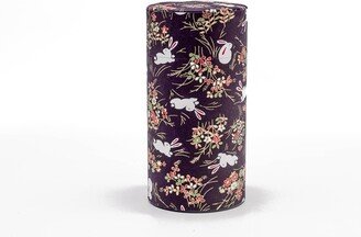 Japanese Chazutsu - 江東堂 Kotodo Purple Bunny Rabbit Washi Wrapped Metal Tea Canister 200G