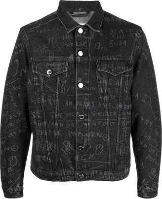 Scribble-Print Denim Jacket