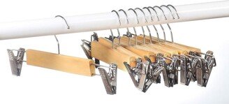 Homeitusa 10 Pack Wood Hangers with Metal Clips - Wood Hangers for Suits, Skirts, or Pants Hangers