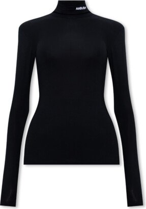 Turtleneck Sweater With Logo - Black