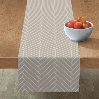 Table Runners: Herringbone - Greige Table Runner, 72X16, Beige