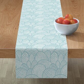 Table Runners: Dotted Hills - Aqua Table Runner, 90X16, Blue