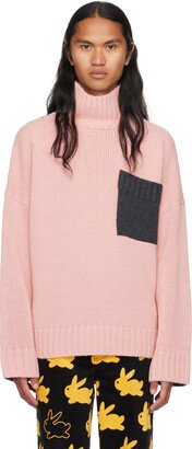 Pink & Gray Patch Pocket Turtleneck