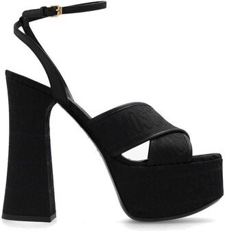 High Block Heel Logo Printed Platform Sandals-AA