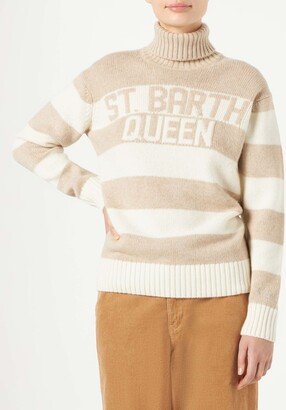 Woman Turtleneck Sweater St. Barth Queen Print