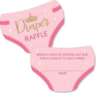 Big Dot of Happiness Little Princess Crown - Diaper Shaped Raffle Ticket Inserts - Pink & Gold Princess Baby Shower Diaper Raffle Game - Set of 24