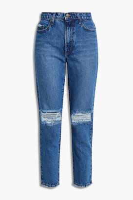 Bessette distressed high-rise slim-leg jeans