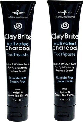 Zion Health Claybrite Activated Charcoal Toothpaste Set of 2 Pack, 8oz