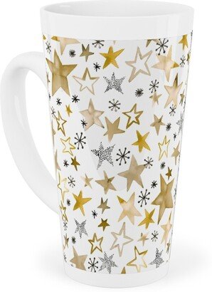 Mugs: Winter Stars Christmas - Gold Tall Latte Mug, 17Oz, Yellow