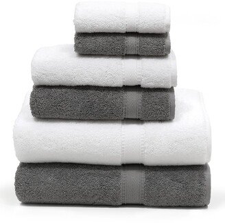 Sinemis Terry 6-Piece Towel Set - White/Dark Grey