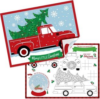 Big Dot of Happiness Merry Little Christmas Tree - Paper Red Truck and Car Christmas Party Coloring Sheets - Activity Placemats - Set of 16-AA