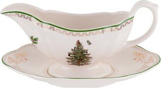 Christmas Tree Gold Sauce Boat & Stand,10 oz.