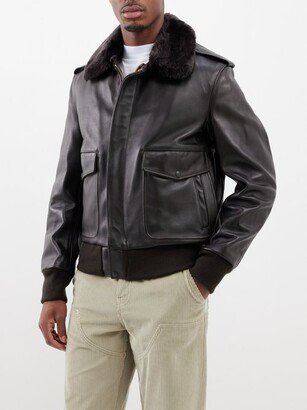 A-2 Shearling-collar Leather Jacket