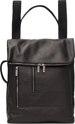 Black Leather Cargo Backpack