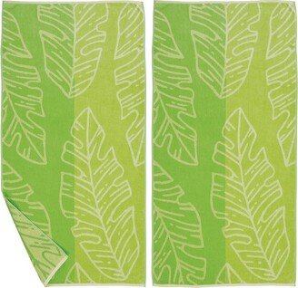 Cotton Vibrant Color Printed 2-Pack Beach Towel - Great Bay Home (2 Pack- 30 x 60, Tropical Palm)