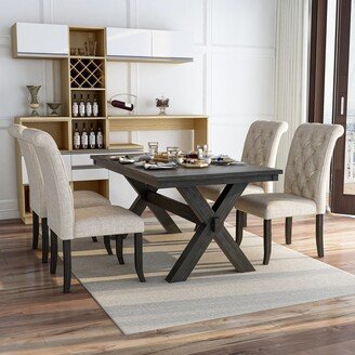 Marl Rustic Black and Beige Wood 5-Piece Dining Set