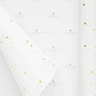 Sugar Paper + Target 25 sq ft Gold Foil Stars Gift Wrap White - Sugar Paper™ + Target