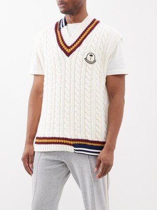 8 MONCLER PALM ANGELS V-neck Wool Cable-knit Sweater Vest