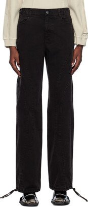 lesugiatelier Black Spiral String Denim Trousers