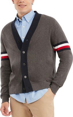 Bill Mens Button Front Colorblocked Cardigan Sweater