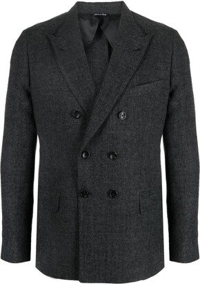 Checked Double-Breasted Blazer-AA