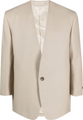 Collarless Single-Breasted Blazer