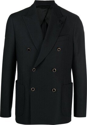 Double-Breasted Wool Blend Blazer-AC