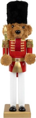 Northlight 14 Red and Gold Plush Teddy Bear Soldier Christmas Nutcracker