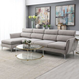 Sunmory Convertible Sectional Sofa Couch, L-Shape Flannel Upholstered Sofa with Chaise