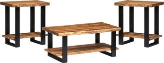 Alpine Live Edge Solid Wood 42 Coffee Table and Set of 2 End Tables