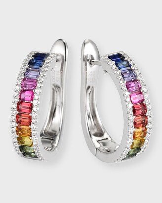 David Kord 18K White Gold Earrings with Multicolor Sapphires and Diamonds