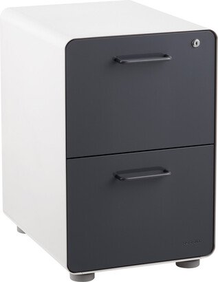 Poppin 2-Drawer Stow Locking Filing Cabinet Dark Grey/White