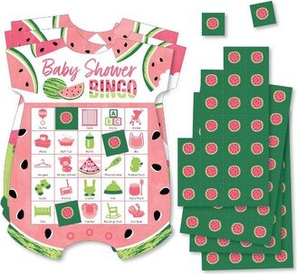 Big Dot of Happiness Sweet Watermelon - Picture Bingo Cards and Markers - Fruit Party Baby Shower Shaped Bingo Game - Set of 18