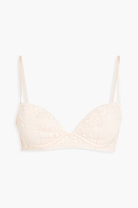 Embroidered stretch-tulle push-up bra