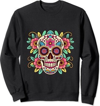 Floral Sugar Skull Day of Dead Dia de Los Muertos Dia De Los Muertos Floral Sugar Skull La Catrina Halloween Sweatshirt