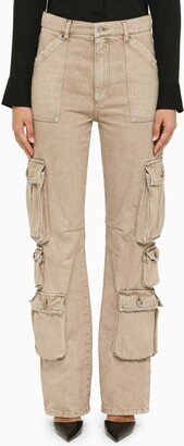 Beige cotton cargo trousers