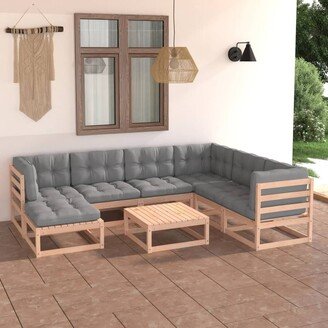 8 Piece Patio Lounge Set with Cushions Solid Pinewood-AP