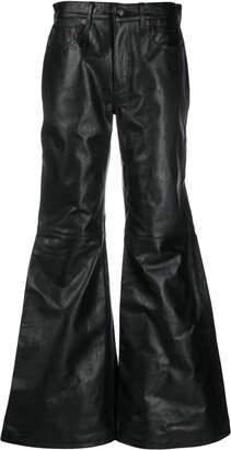 Mid-Rise Flared Leather Trousers