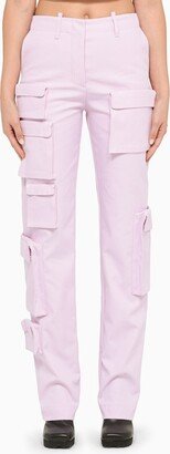 Lilac cotton cargo trousers