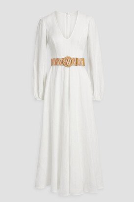 Belted linen maxi dress