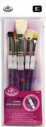 Royal & Langnickel Soft Grip Textured Golden Taklon Fiber Paint Brush Set, Assorted Size, Set of 5