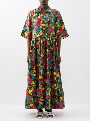 The J Floral-print Silk-twill Maxi Dress