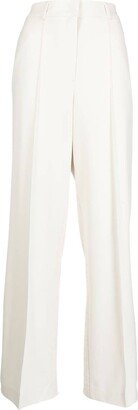 Twill Pleated High-Waist Trousers