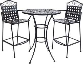 Sunnydaze Outdoor Scrolling Wrought Iron Bar Table & Chairs Set
