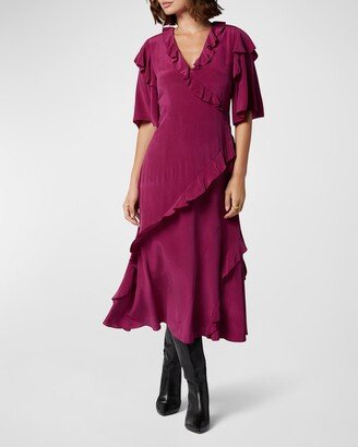 Ambroise Ruffle-Trim Silk Midi Dress