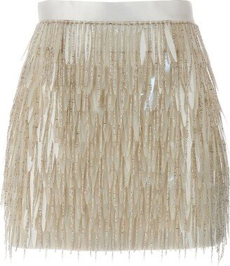 Beaded Fringes Mini Skirt