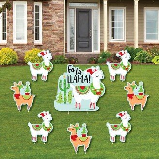 Big Dot Of Happiness Fa La Llama - Outdoor Lawn Decor - Christmas & Holiday Yard Signs - Set of 8