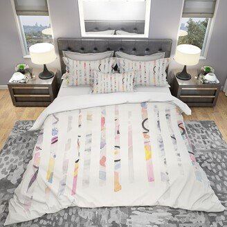 Designart 'Multi-Color Geometric Bars' Geometric Bedding Set - Duvet Cover & Shams - Multi-color