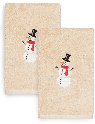 Snowman Embroidered Luxury Turkish Cotton Hand Towels - Set of 2
