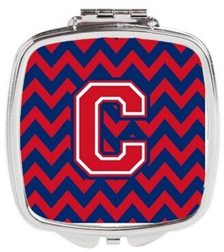 CJ1054-CSCM Letter C Chevron Yale Blue & Crimson Compact Mirror